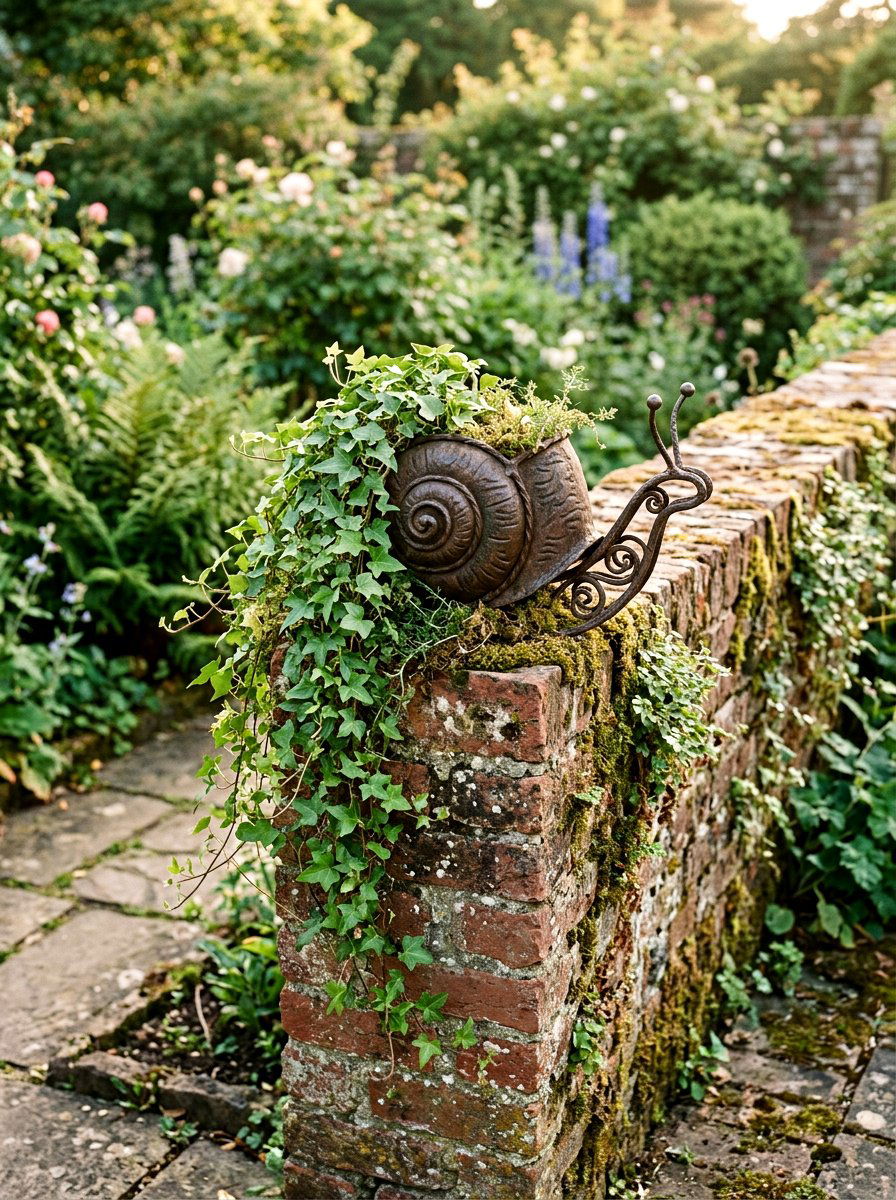Wrought Iron Snail - 25 Spring Snail Planter Ideas