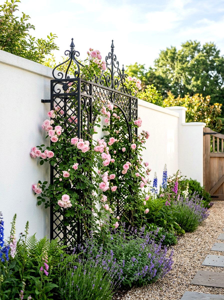Wrought Iron Trellis - 25 Spring Garden Art Ideas