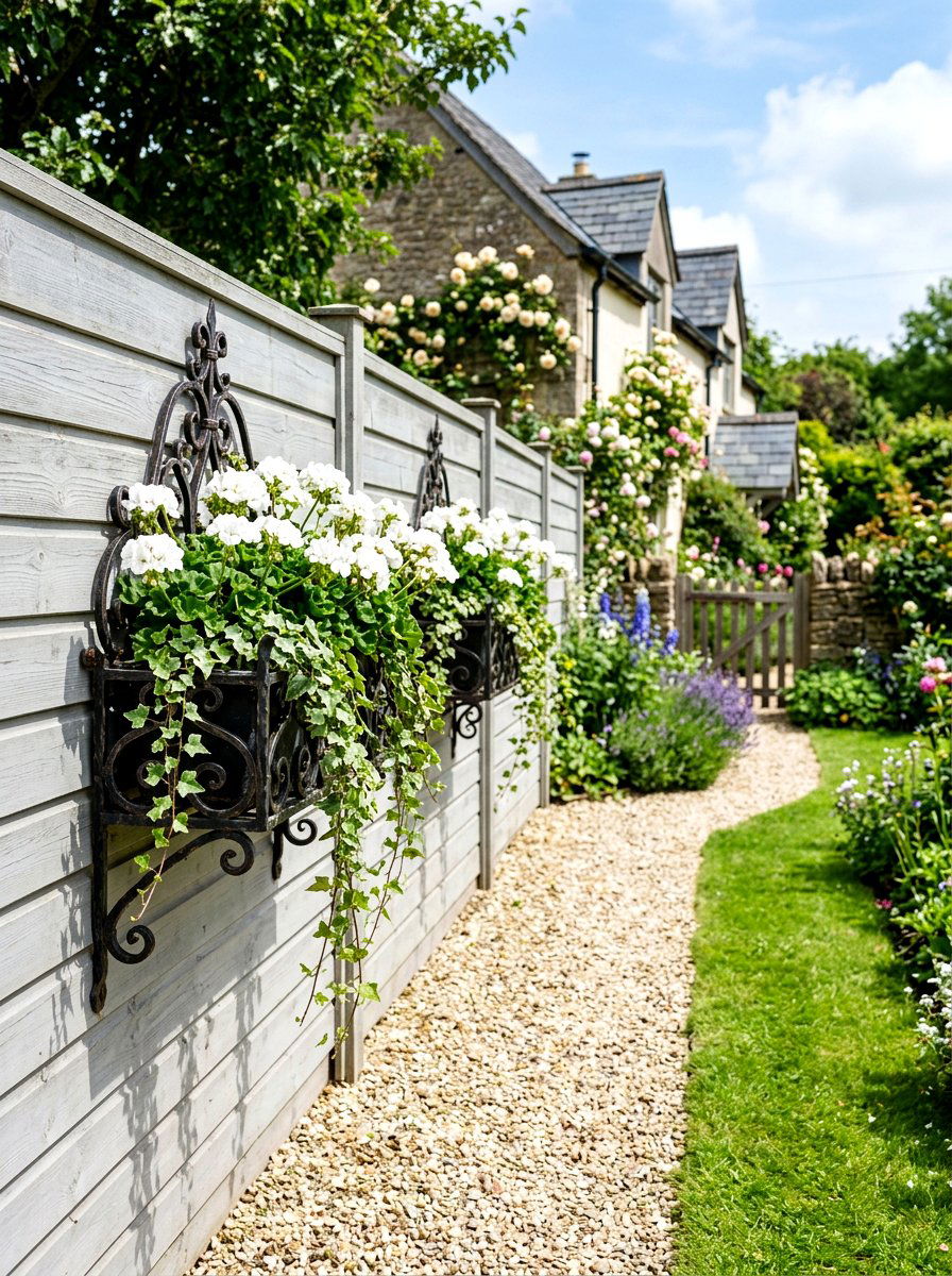 Wrought iron window boxes - 25 Spring Cottage Fence Decor Ideas