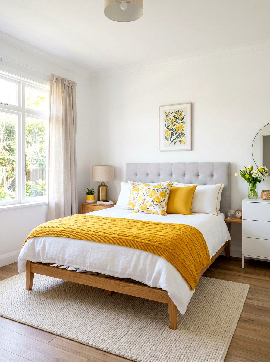 Yellow Bedroom Accents - 25 Spring Bed Frame Decor Ideas