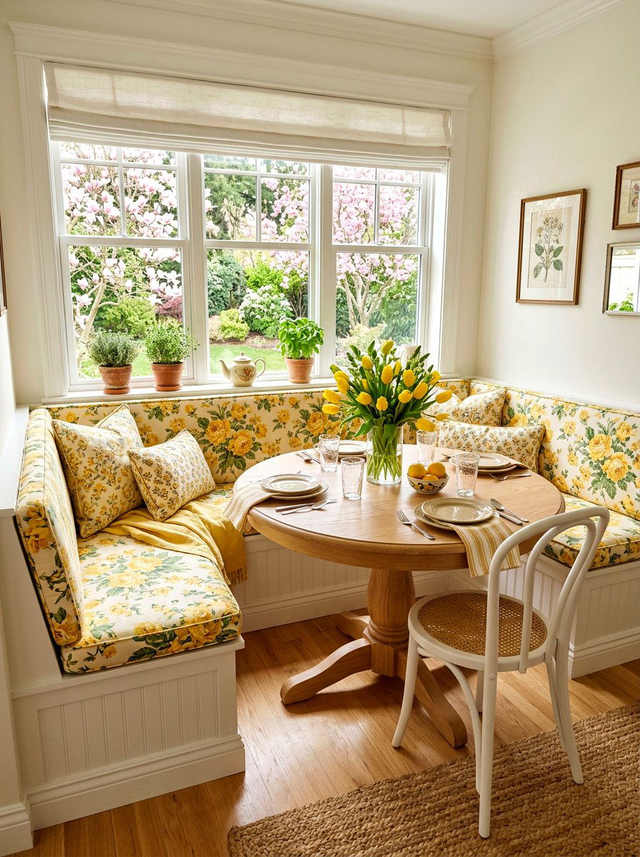 Yellow Chintz Breakfast Nook - 25 Spring Chintz Decor Ideas