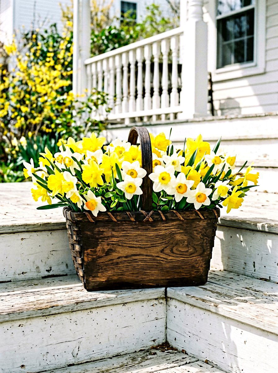 Yellow Daffodil Basket - 25 Spring Flower Basket Ideas