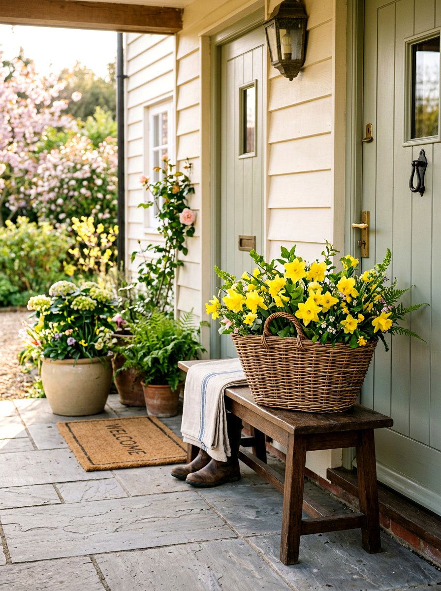 Yellow Daffodil Basket - 25 Spring Floral Arrangement Ideas