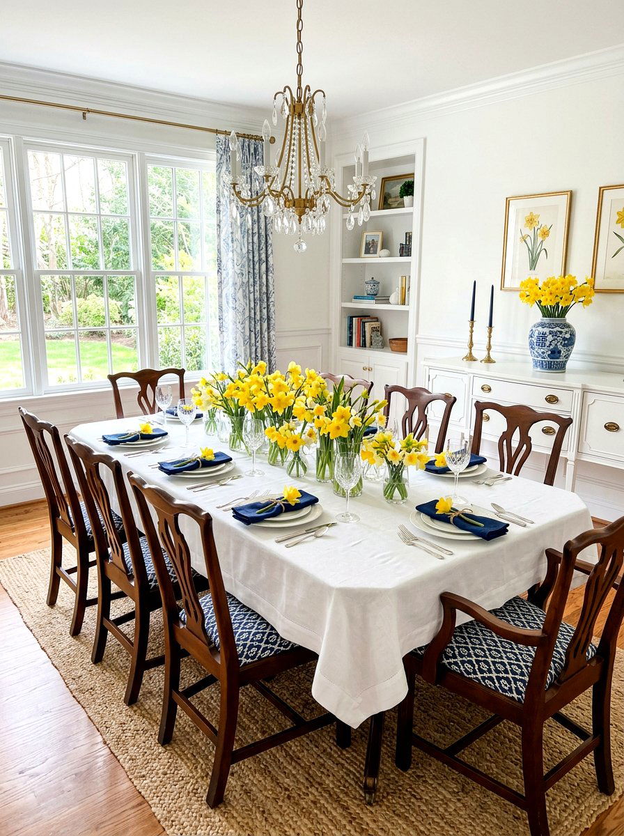 Yellow Daffodil Decoration - 25 Spring Luncheon Table Ideas