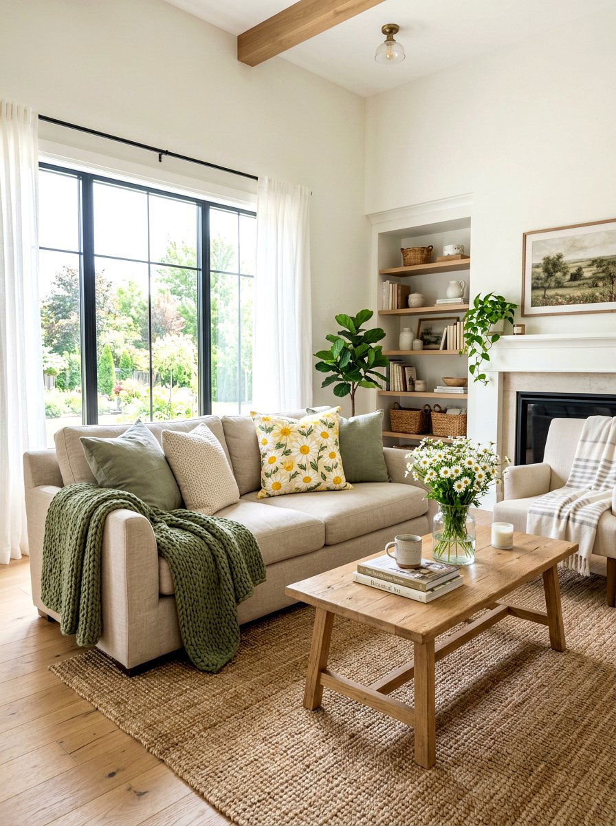 Yellow Daisy Floral Pillow - 25 Spring Embroidered Pillow Ideas