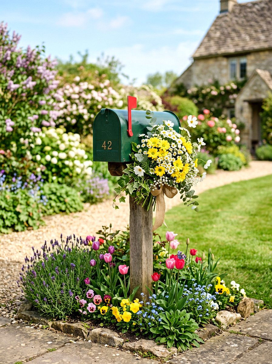 Yellow Daisy Mailbox Arrangement - 25 Spring Mailbox Swag Ideas