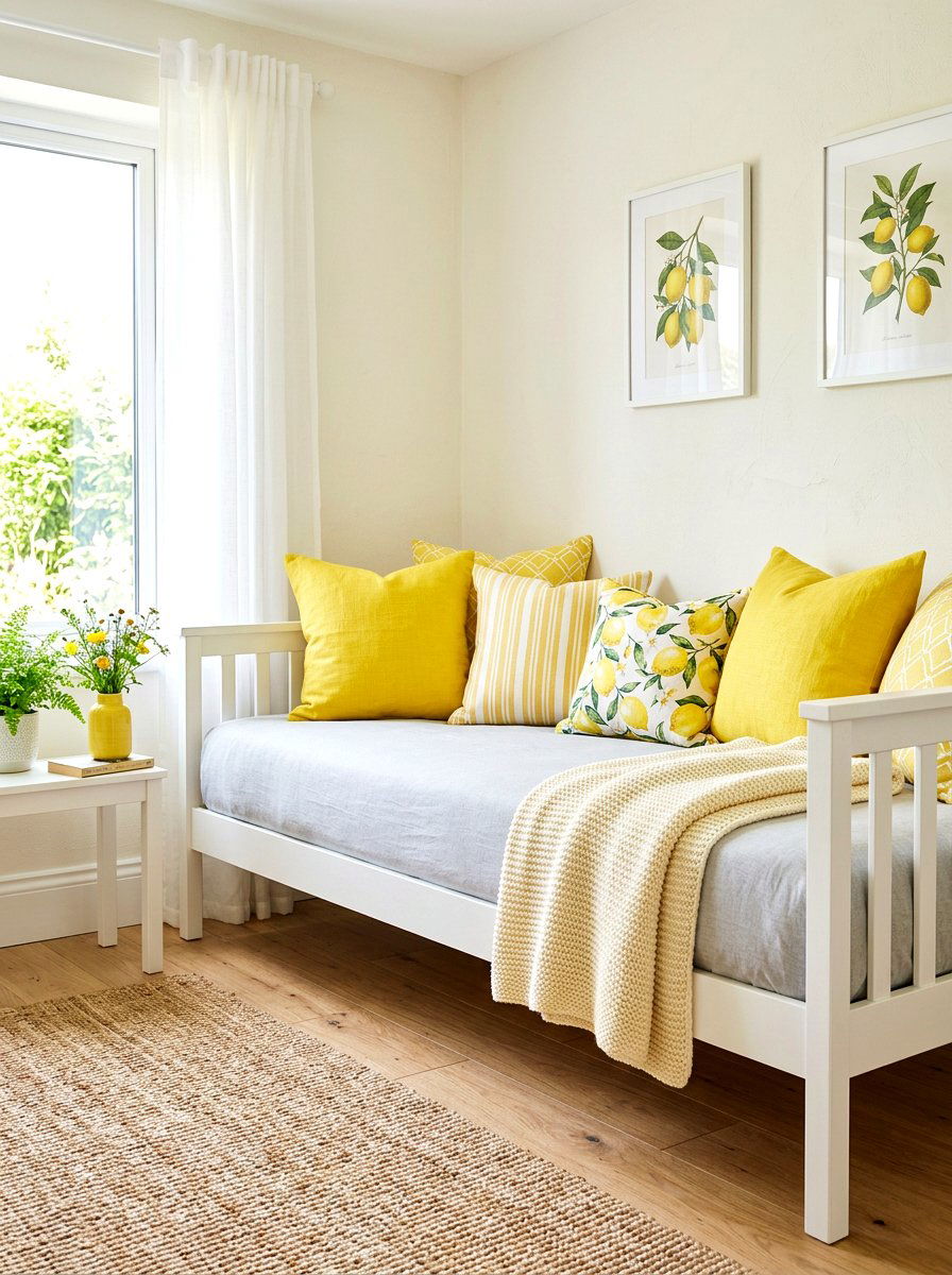 Yellow Daybed Accents - 25 Spring Daybed Decor Ideas
