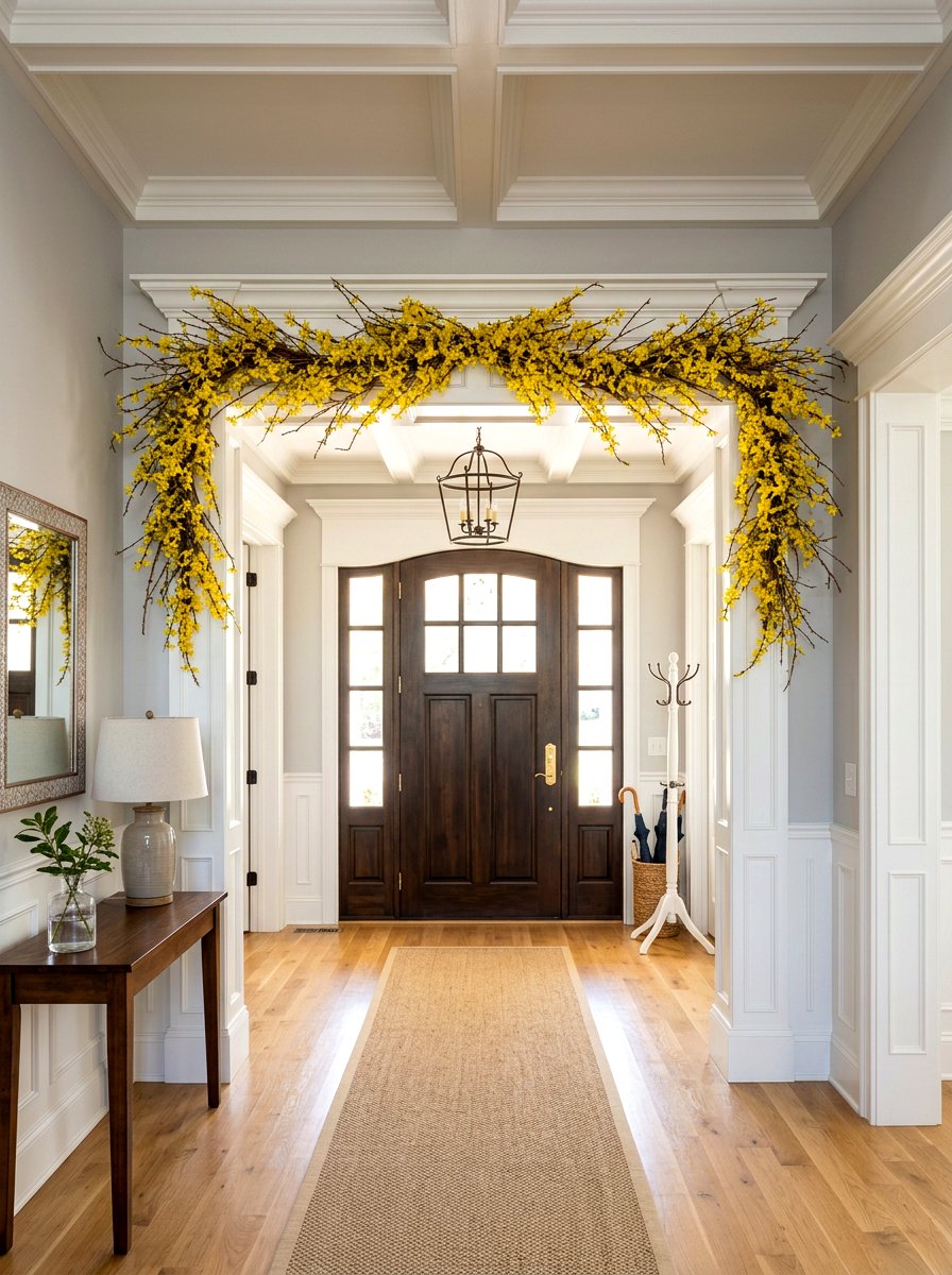 Yellow Forsythia Branch - 25 Spring Garland Ideas