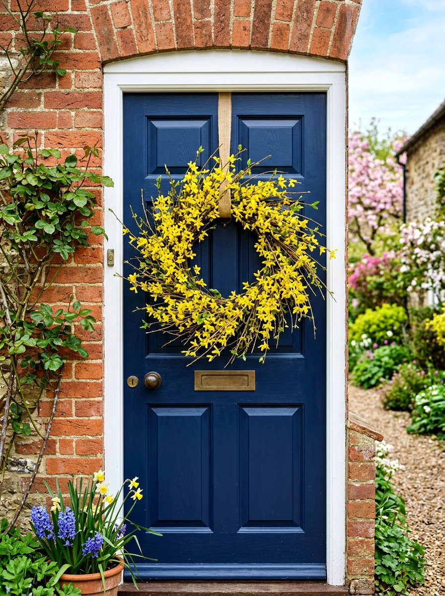 Yellow Forsythia Spring Wreath - 25 Spring Fresh Floral Wreath Ideas