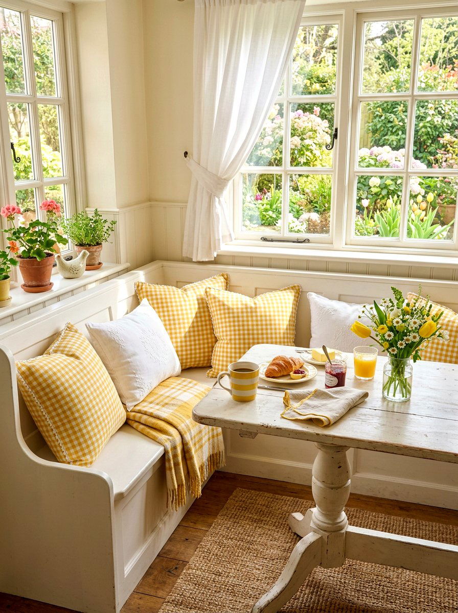 Yellow Gingham Pillow - 25 Spring Pillow Ideas