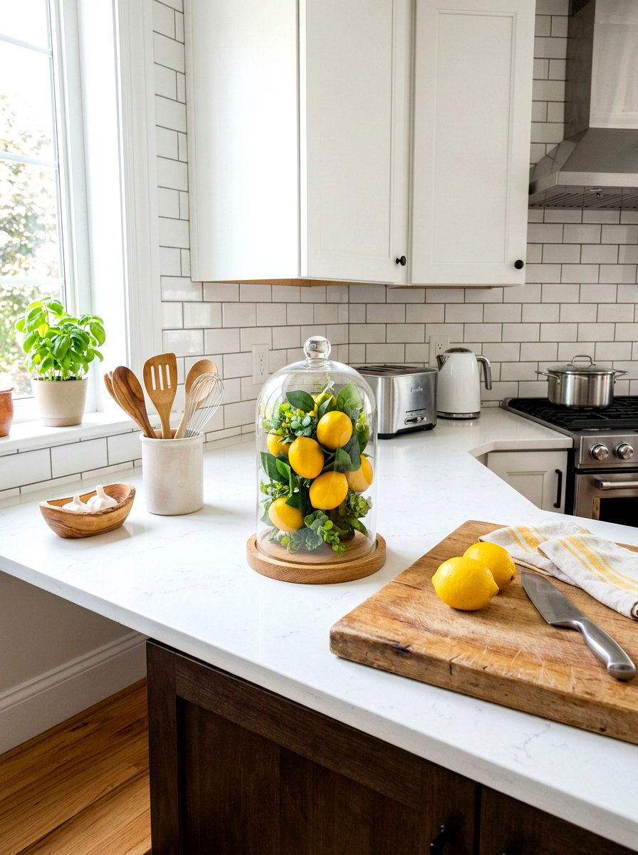 Yellow Lemon Cloche - 25 Spring Cloche Decor Ideas