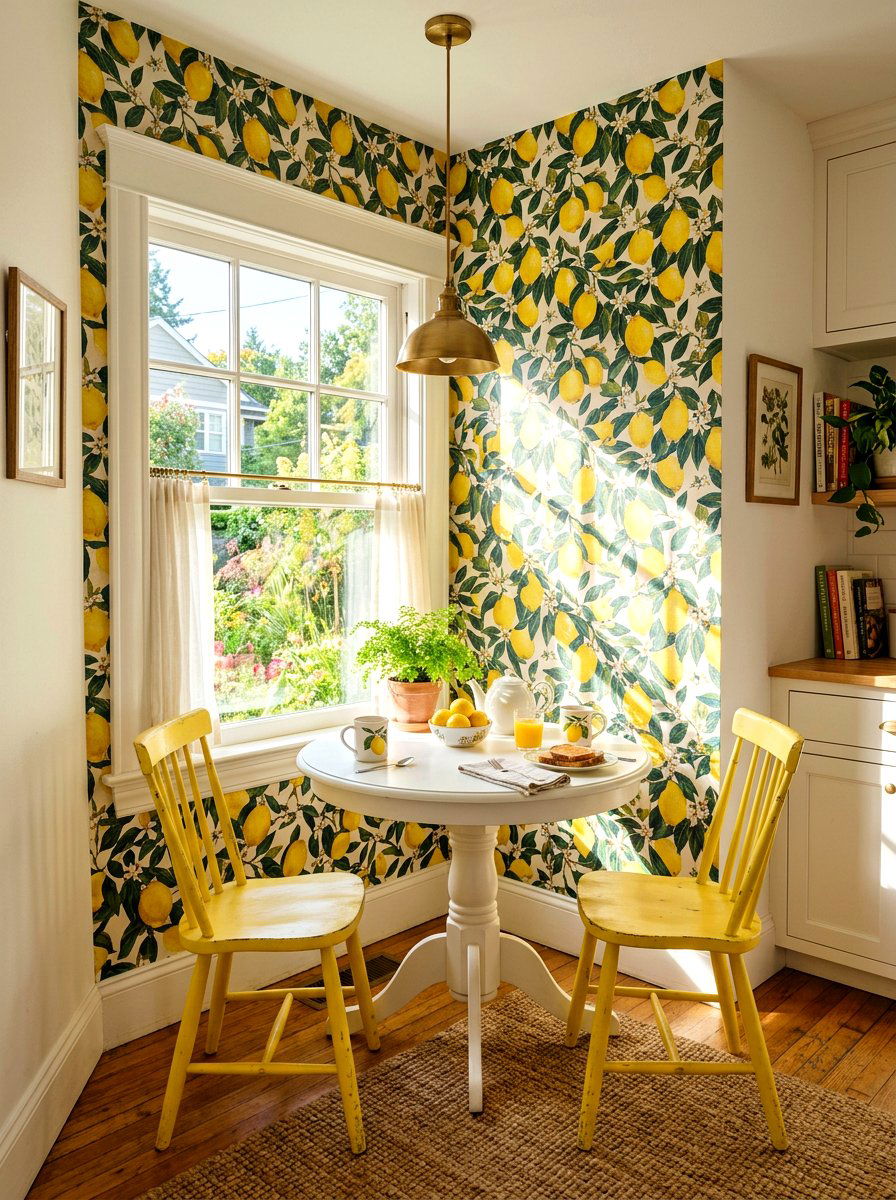 Yellow Lemon Print Wallpaper - 25 Spring Peel and Stick Wallpaper Ideas