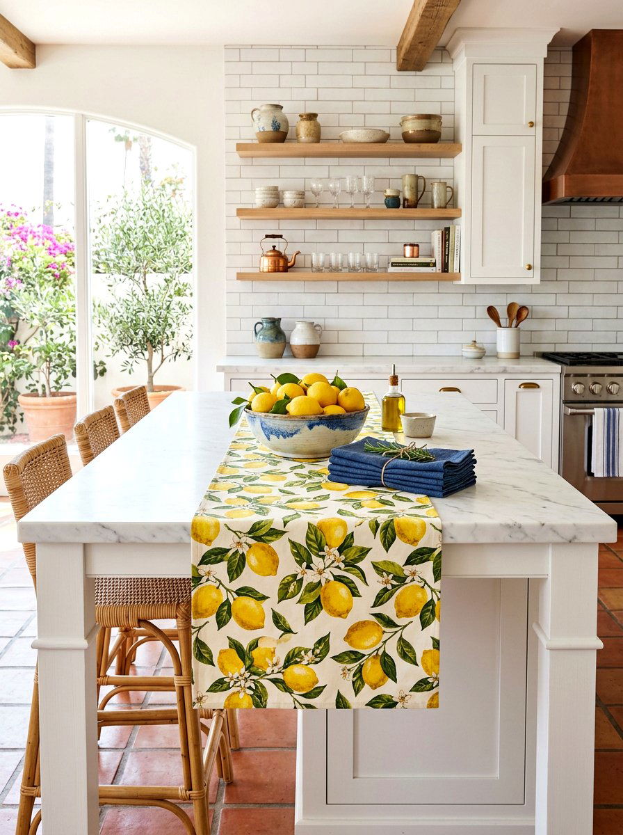 Yellow Lemon Table Runner - 25 Spring Table Runner Ideas