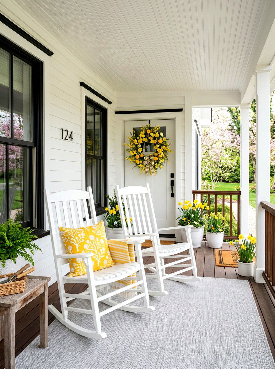 Yellow Outdoor Pillow - 25 Spring Porch Pillow Ideas