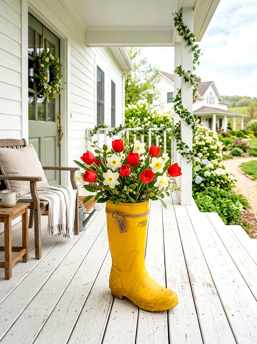 Yellow Rain Boot Planter - 25 Spring Rain Boot Planter Ideas