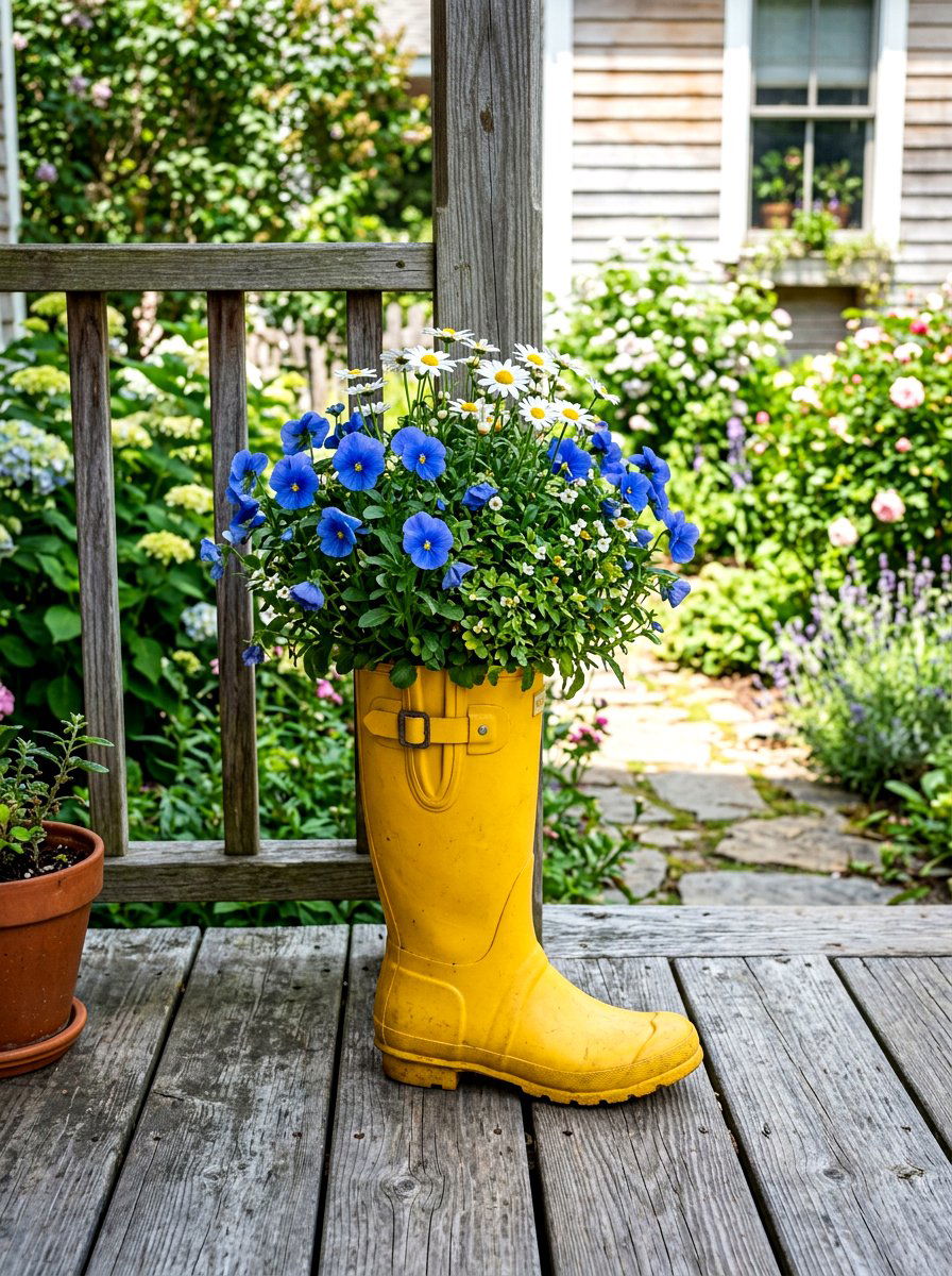 Yellow Rain Boot Planter - 25 Spring Rubber Boot Planter Ideas