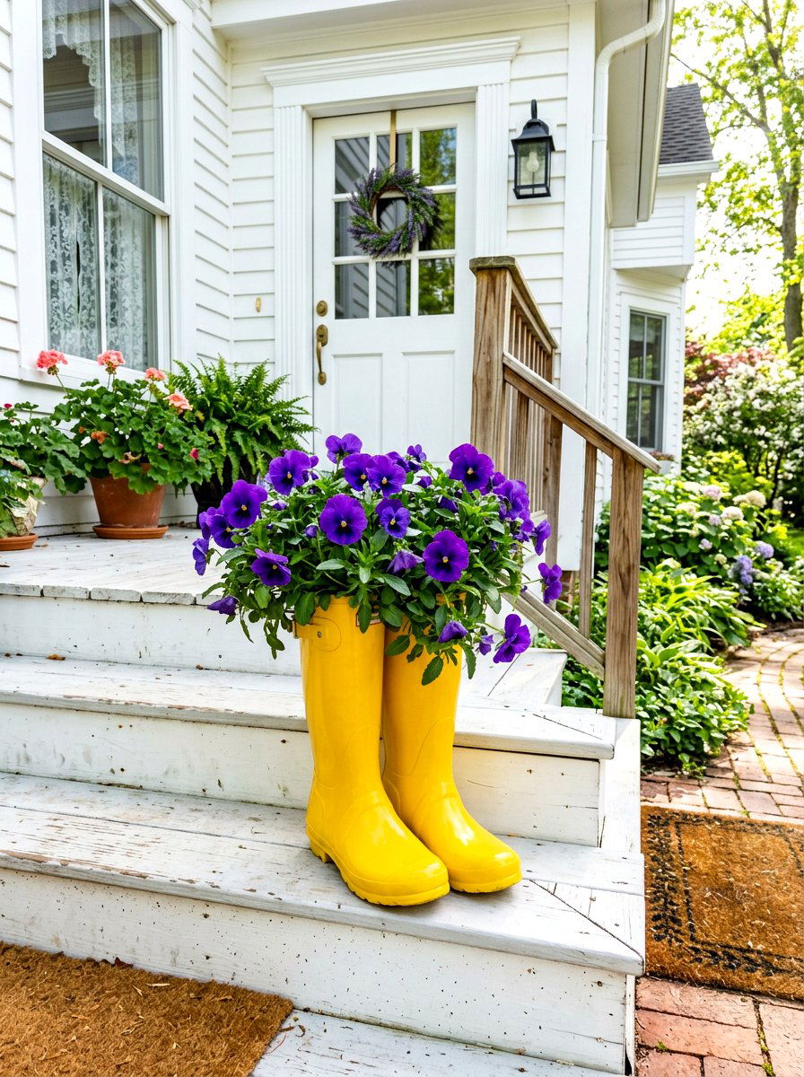 Yellow Rain Boot Planter - 25 Spring Boot Planter Ideas