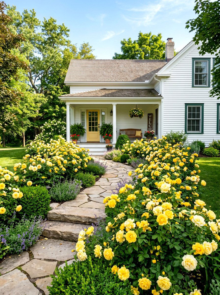 Yellow Rose Garden Front Yard - 25 Spring Rose Garden Ideas