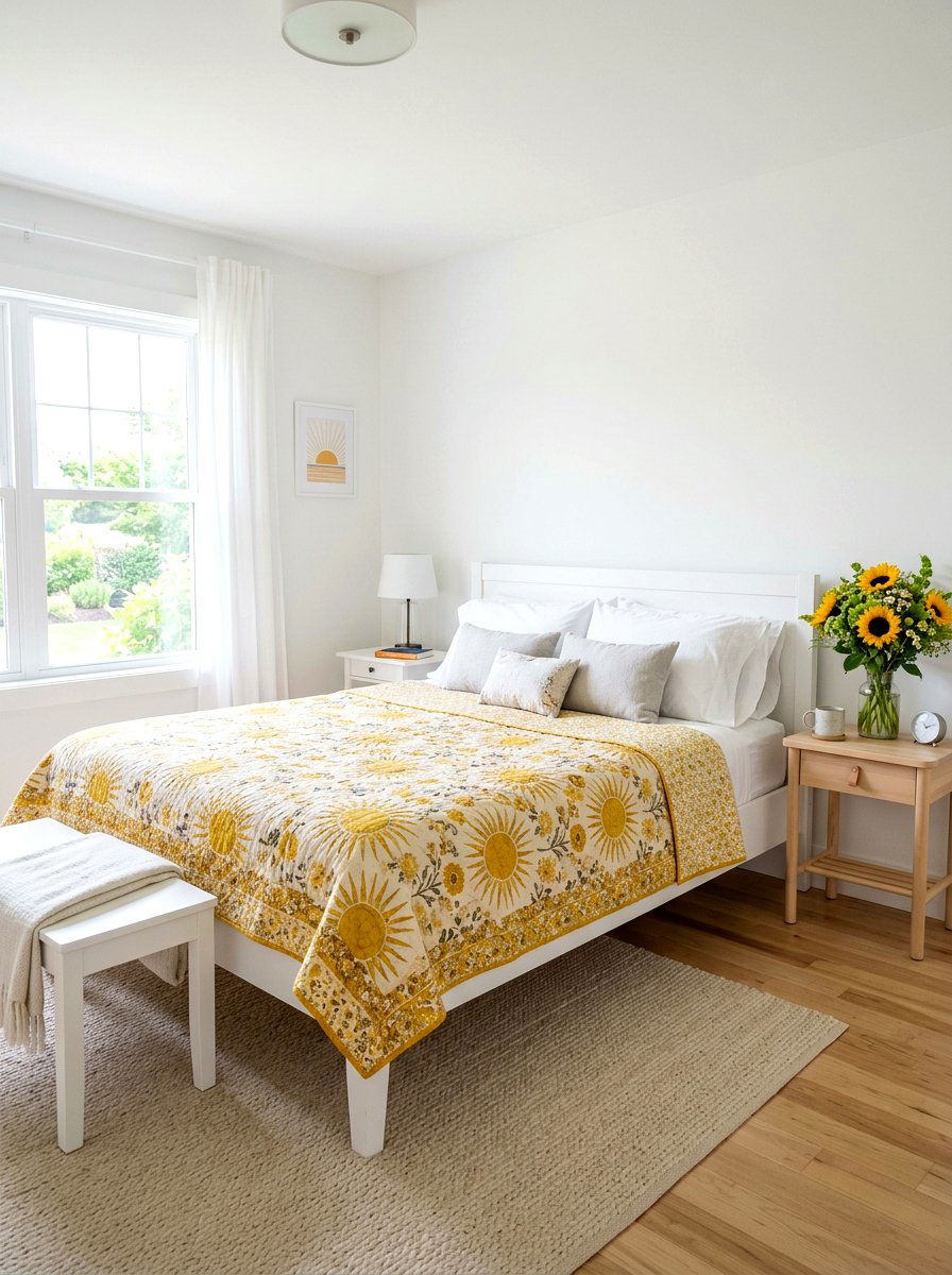 Yellow Sun Quilt - 25 Spring Quilt Ideas