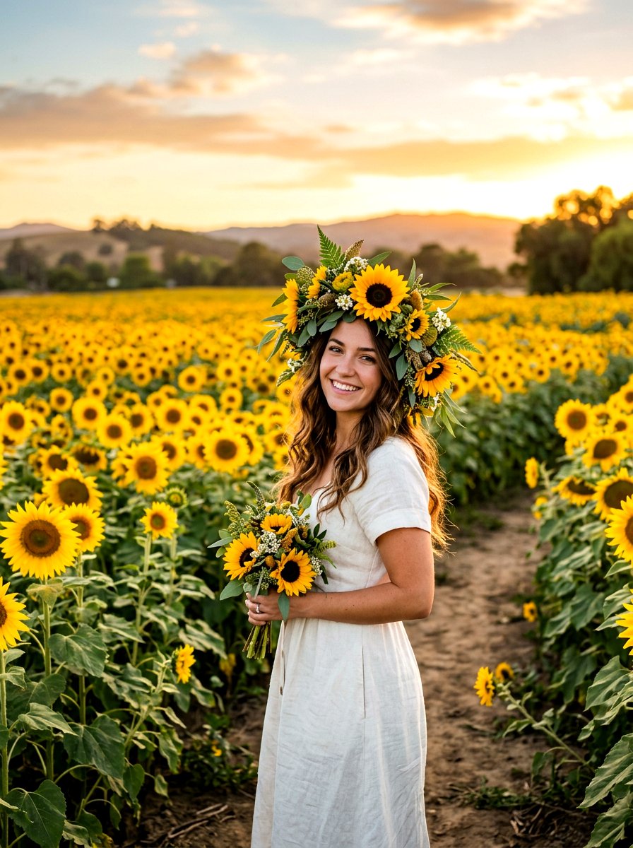 Yellow Sunflower Hair Wreath - 25 Spring Hair Wreath Ideas