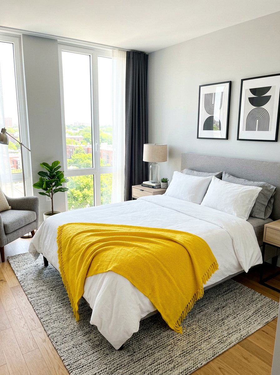 Yellow Throw Blanket - 25 Spring Bed Styling Ideas