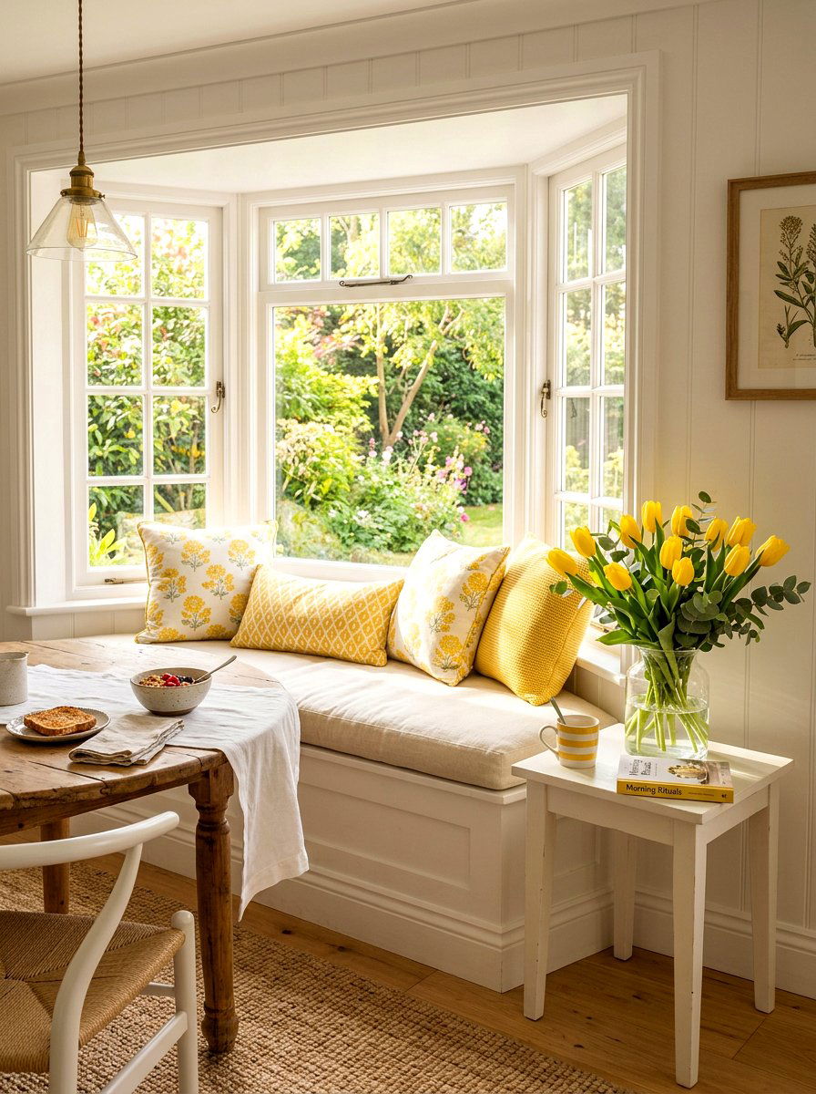 Yellow Tulip Arrangement - 25 Spring Window Seat Decor Ideas