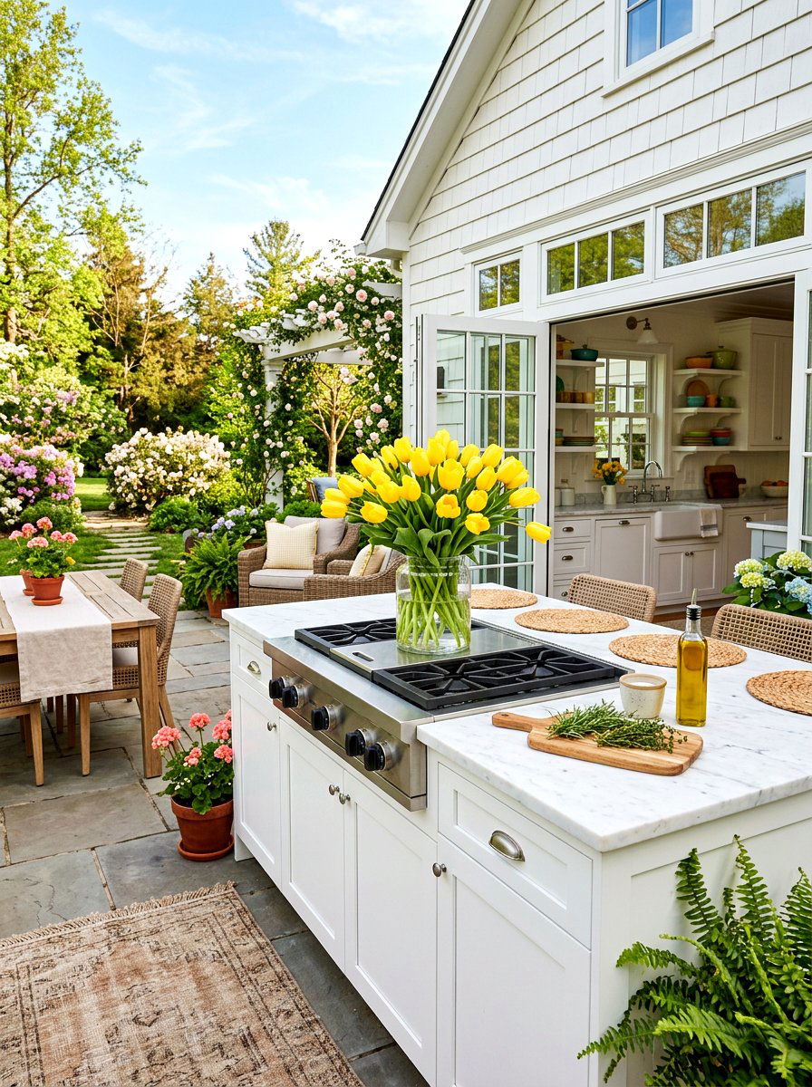 Yellow Tulip Kitchen Centerpiece - 25 Spring Stove Decor Ideas