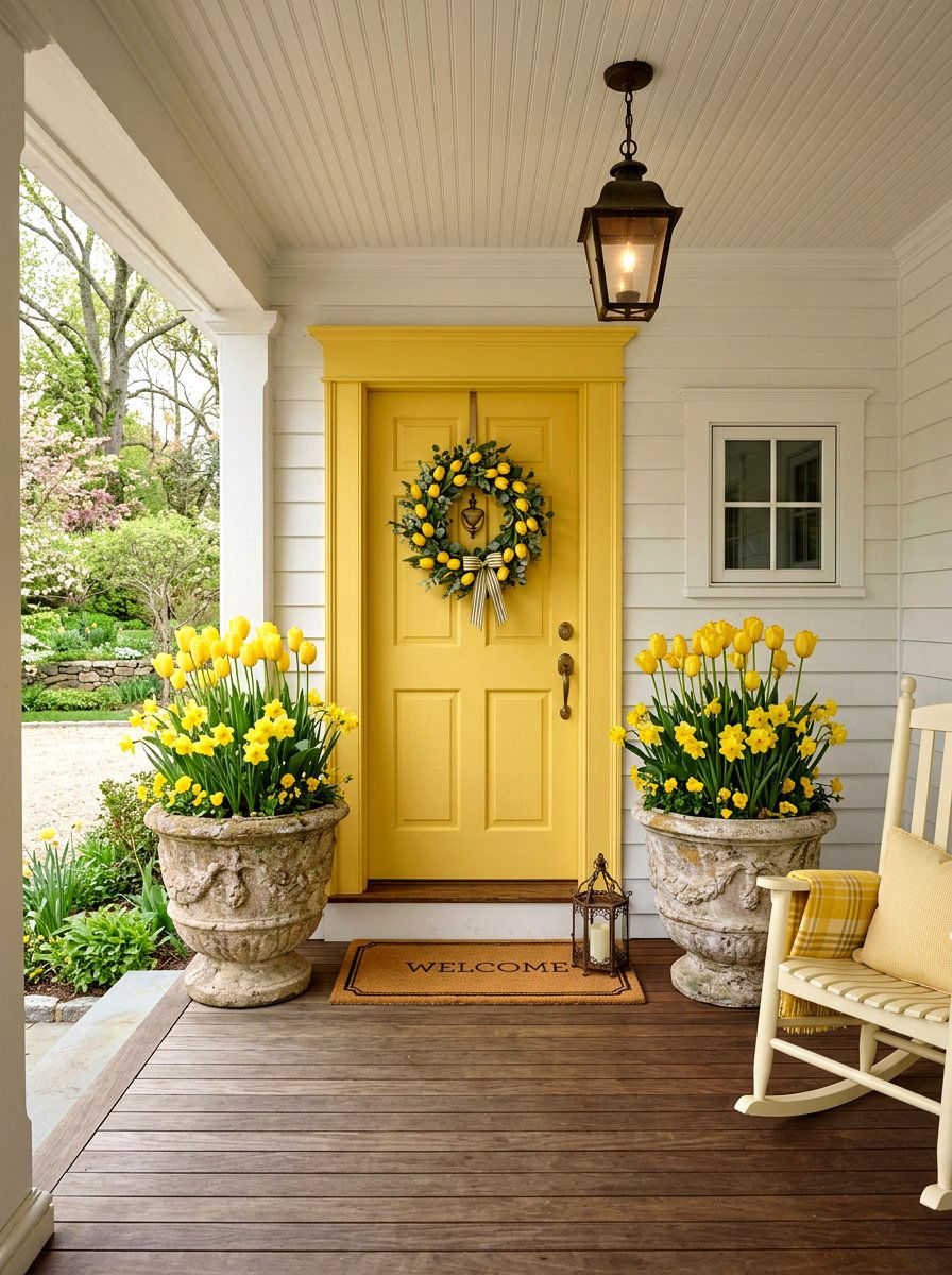 Yellow Tulips and Daffodils - 25 Spring Potted Plant Ideas