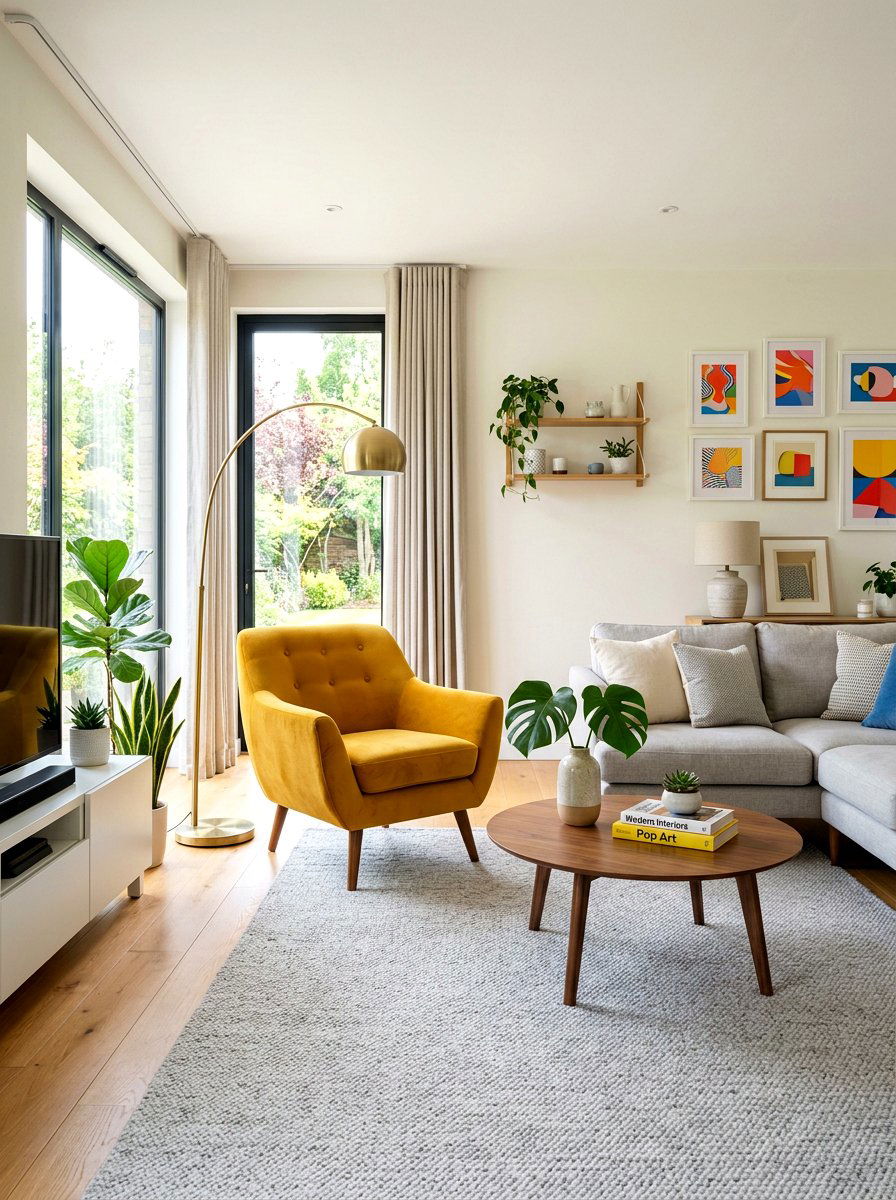 Yellow accent chair - 25 Spring Vacation Rental Decor Ideas