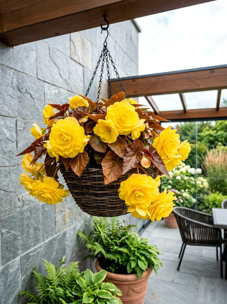 Yellow begonia hanging basket - 25 Spring Hanging Basket Ideas