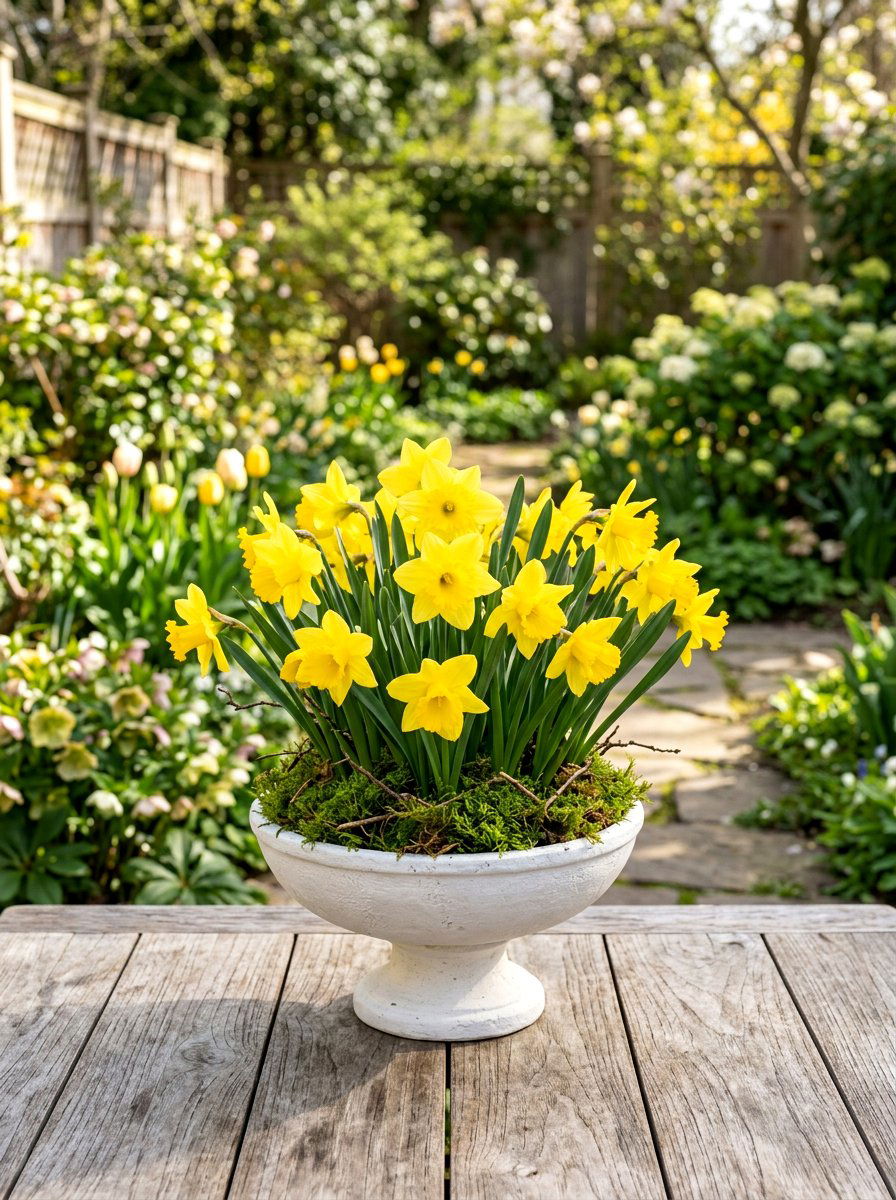 Yellow daffodil centerpiece - 25 Spring Compote Bowl Ideas