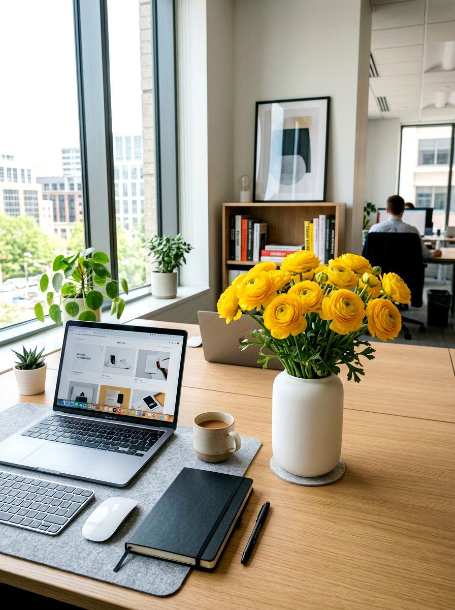 Yellow ranunculus styling - 25 Spring Faux Flower Arrangement Ideas