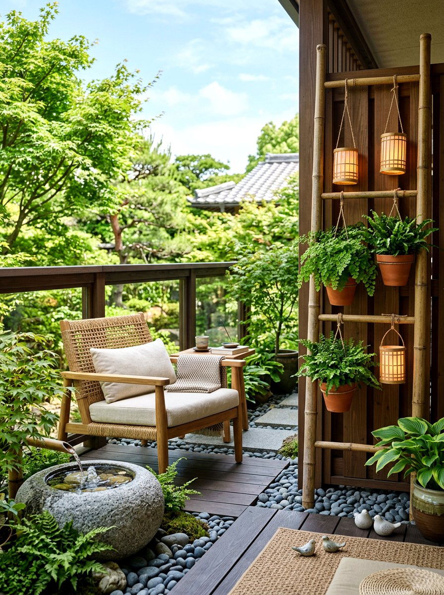 Zen Balcony Relaxation Area - 25 Spring Ladder Decor Ideas