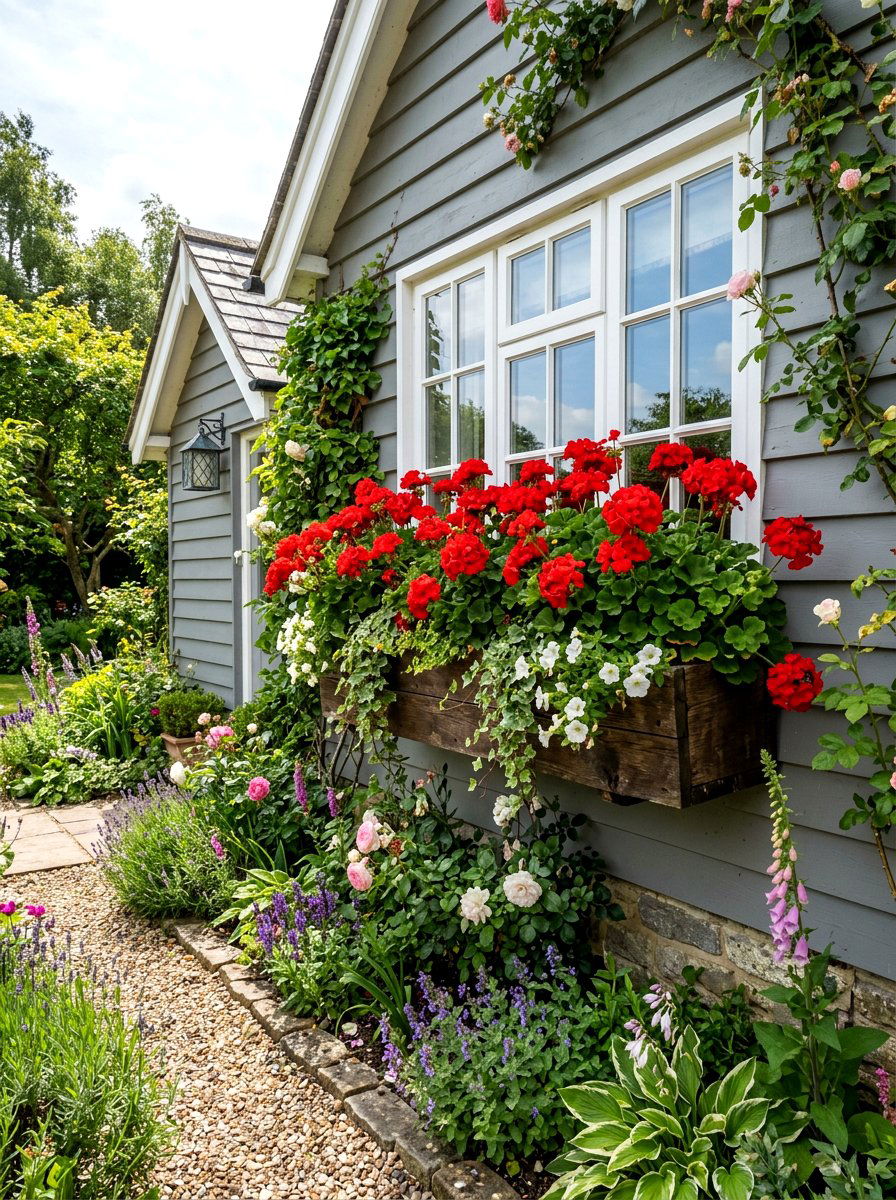 Zonal Geranium Window Box - 25 Spring Annual Flower Ideas