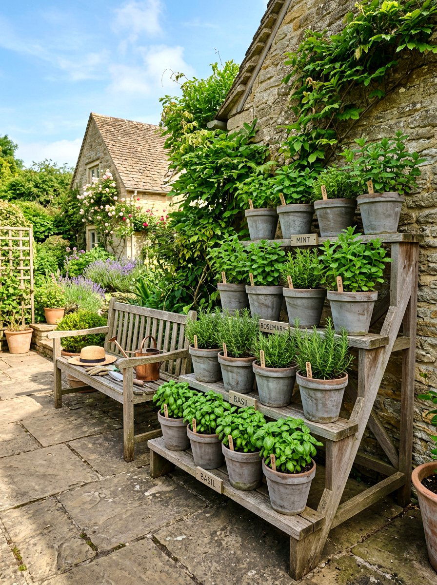 herb garden terrace - 25 Spring Terrace Decor Ideas