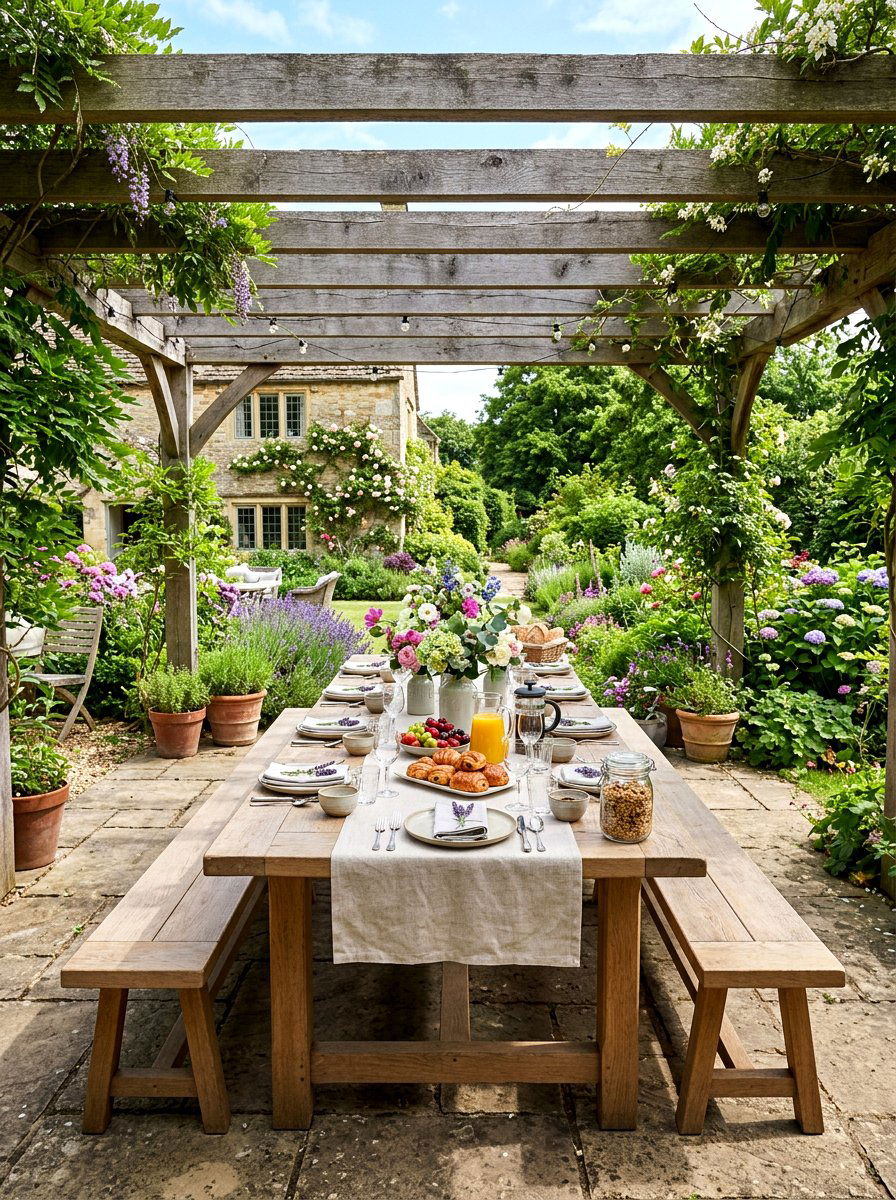 outdoor dining table - 25 Spring Terrace Decor Ideas