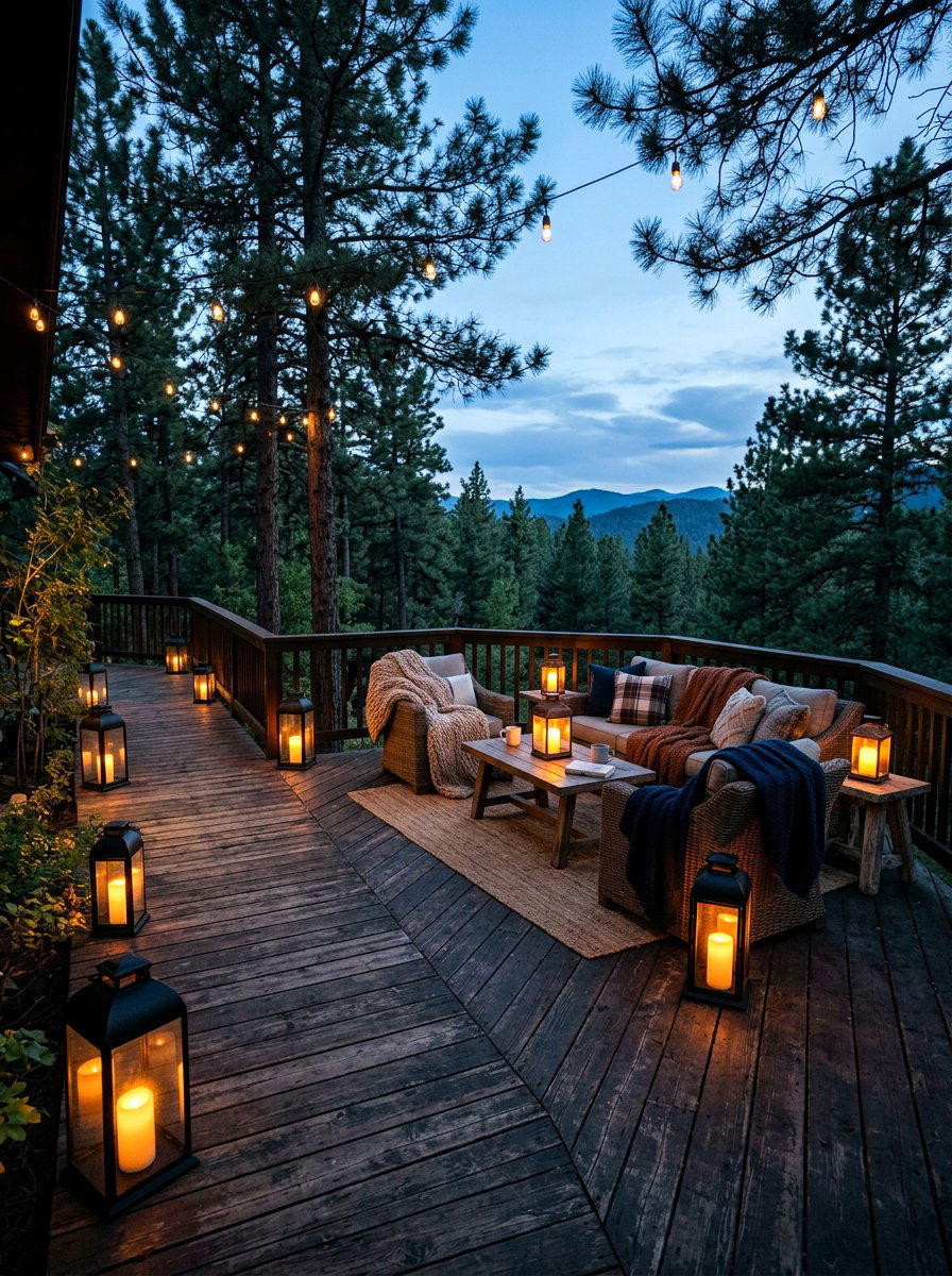 outdoor lantern lighting - 25 Spring Terrace Decor Ideas