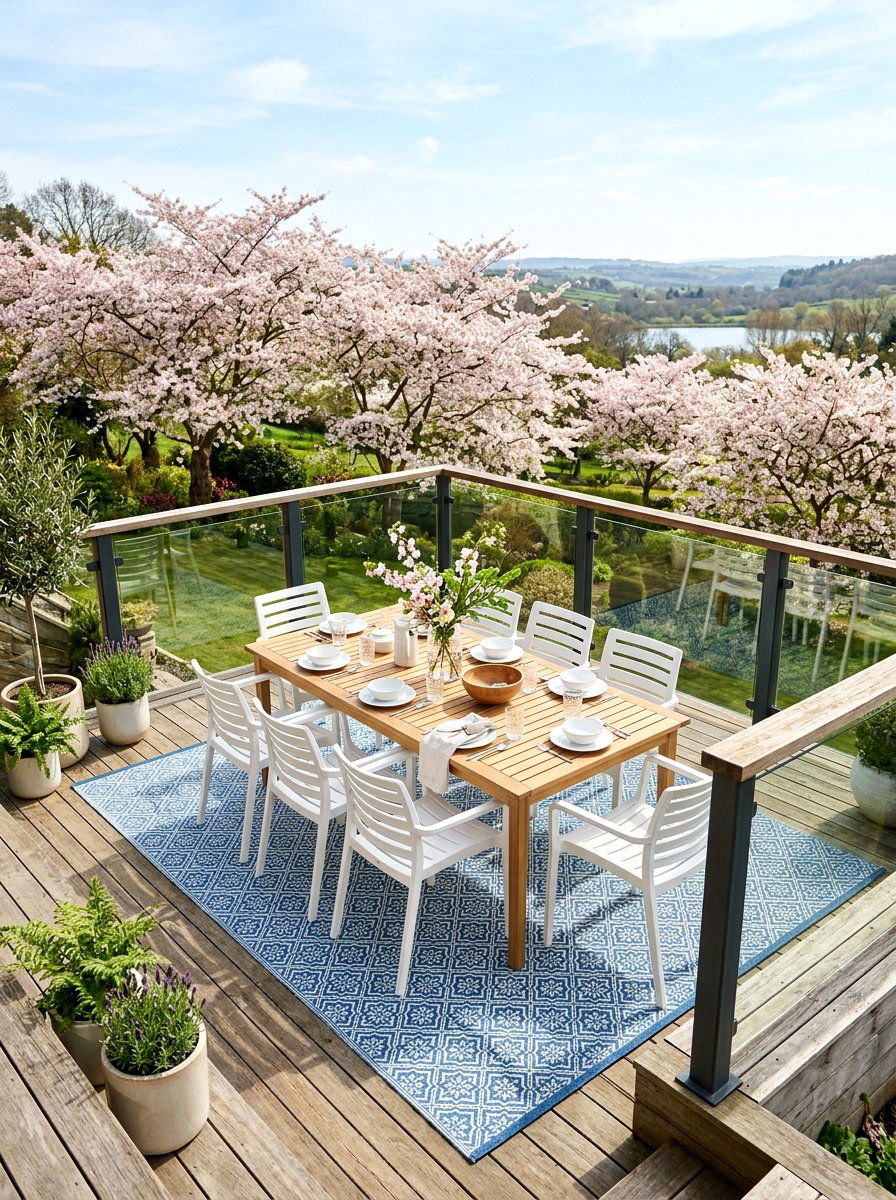 outdoor rug spring - 25 Spring Terrace Decor Ideas