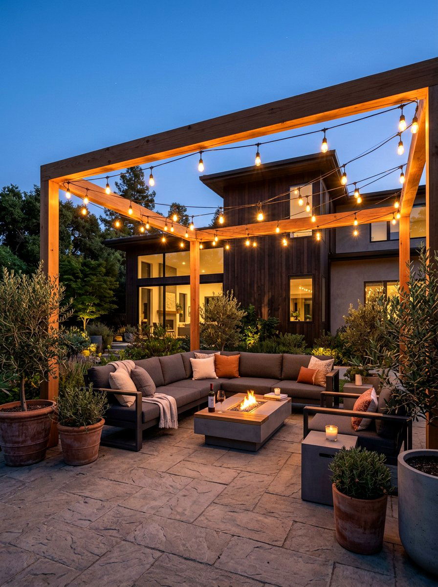 terrace string lights - 25 Spring Terrace Decor Ideas