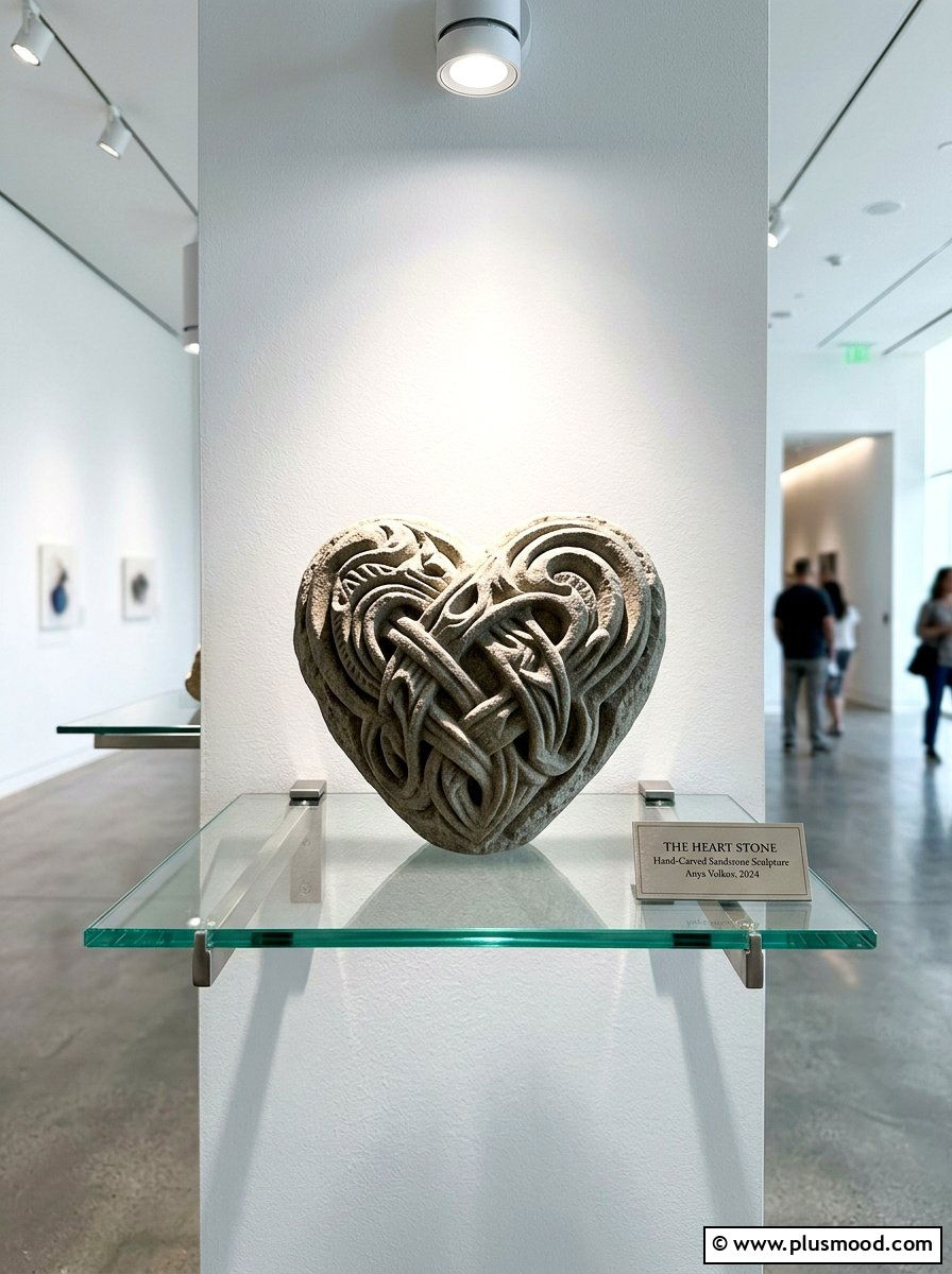 3D Effect Heart Rock - 25 painted rock ideas with hearts
