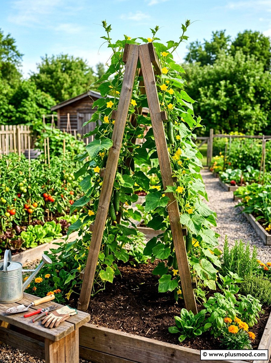 A Frame Wood Trellis - 25 summer garden trellis ideas