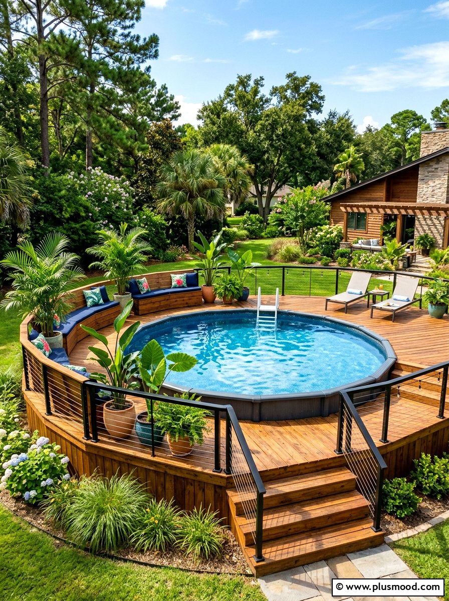 Above Ground Pool Deck - 25 summer small pool backyard ideas