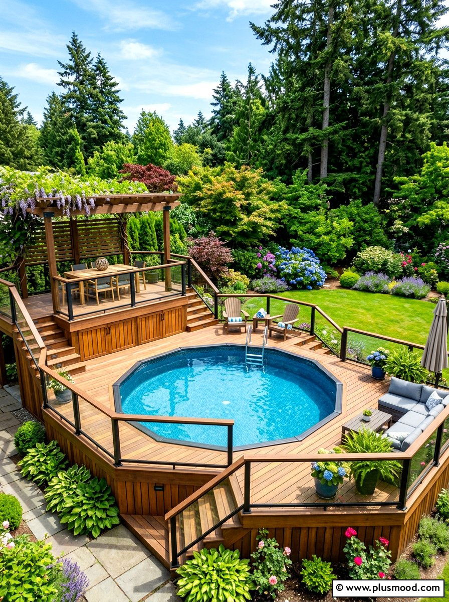 Above ground pool multi level deck - 25 summer above ground pool ideas