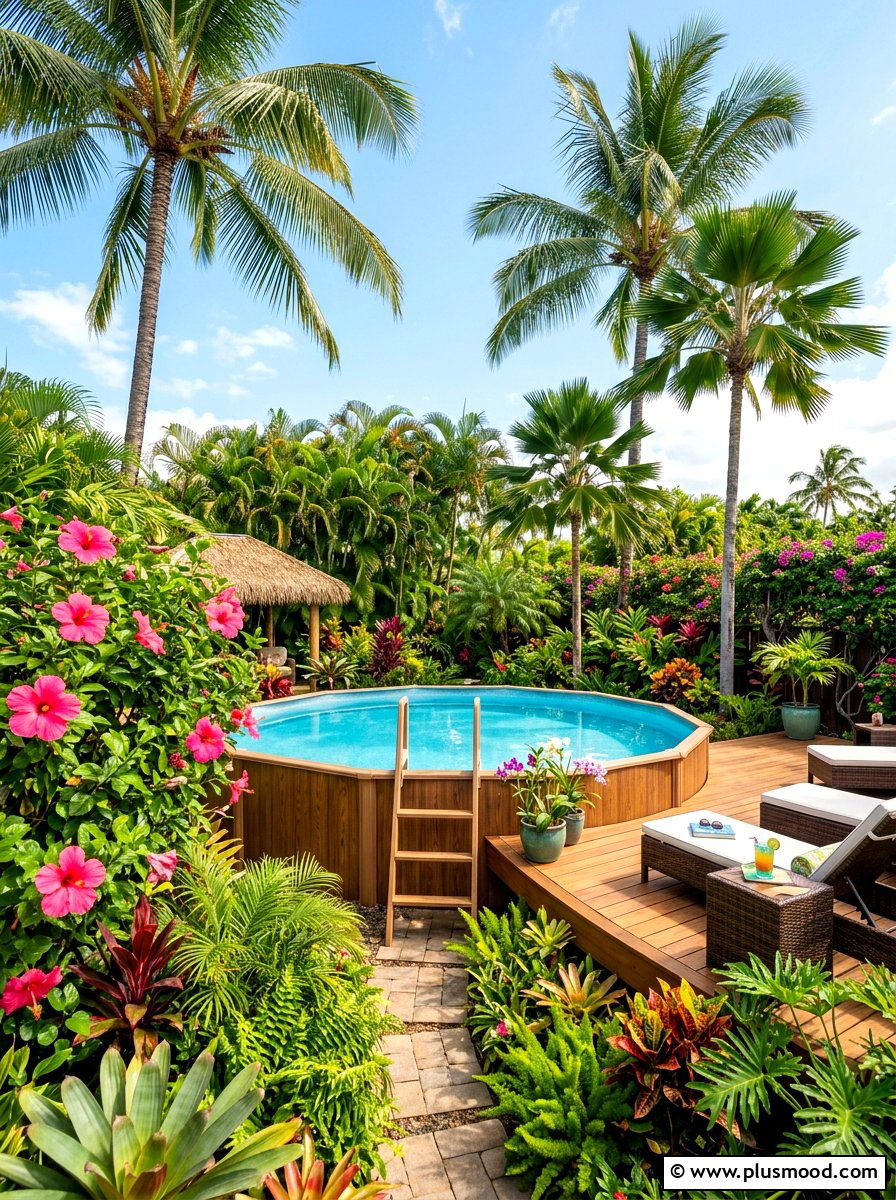 Above ground pool tropical plants - 25 summer above ground pool ideas