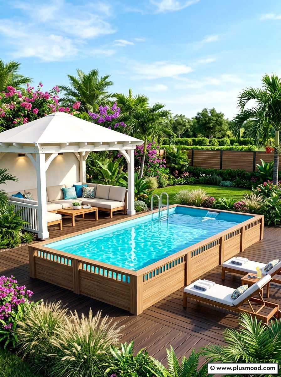 Above ground pool with cabana - 25 summer above ground pool ideas