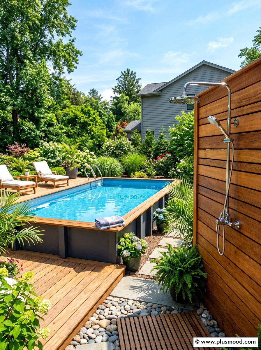 Above ground pool with outdoor shower - 25 summer above ground pool ideas