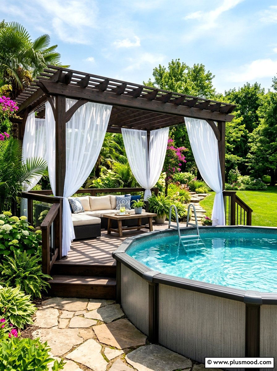 Above ground pool with pergola - 25 summer above ground pool ideas