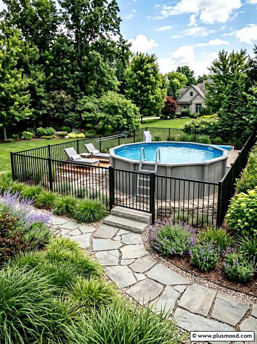Above ground pool with safety fence - 25 pool landscaping ideas for kids pools