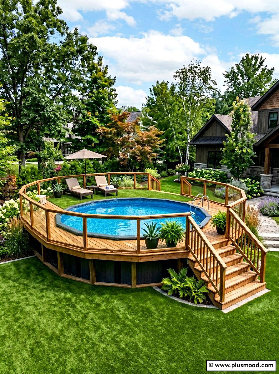Above ground pool with turf deck - 25 pool landscaping ideas with artificial turf