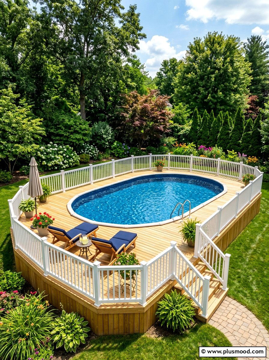 Above ground pool with wraparound deck - 25 summer above ground pool ideas
